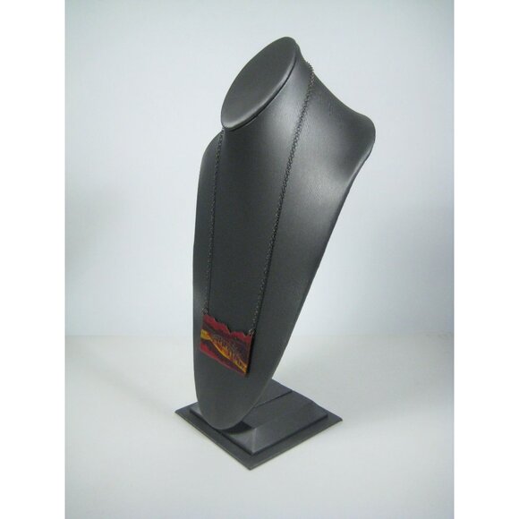 Frances Stikine 2 Necklace Abstract Enamel Pendant 25 in Bib Vintage - Picture 8 of 10